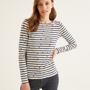 Boden Long Sleeve Breton Ivory/Navy Multi-Dot